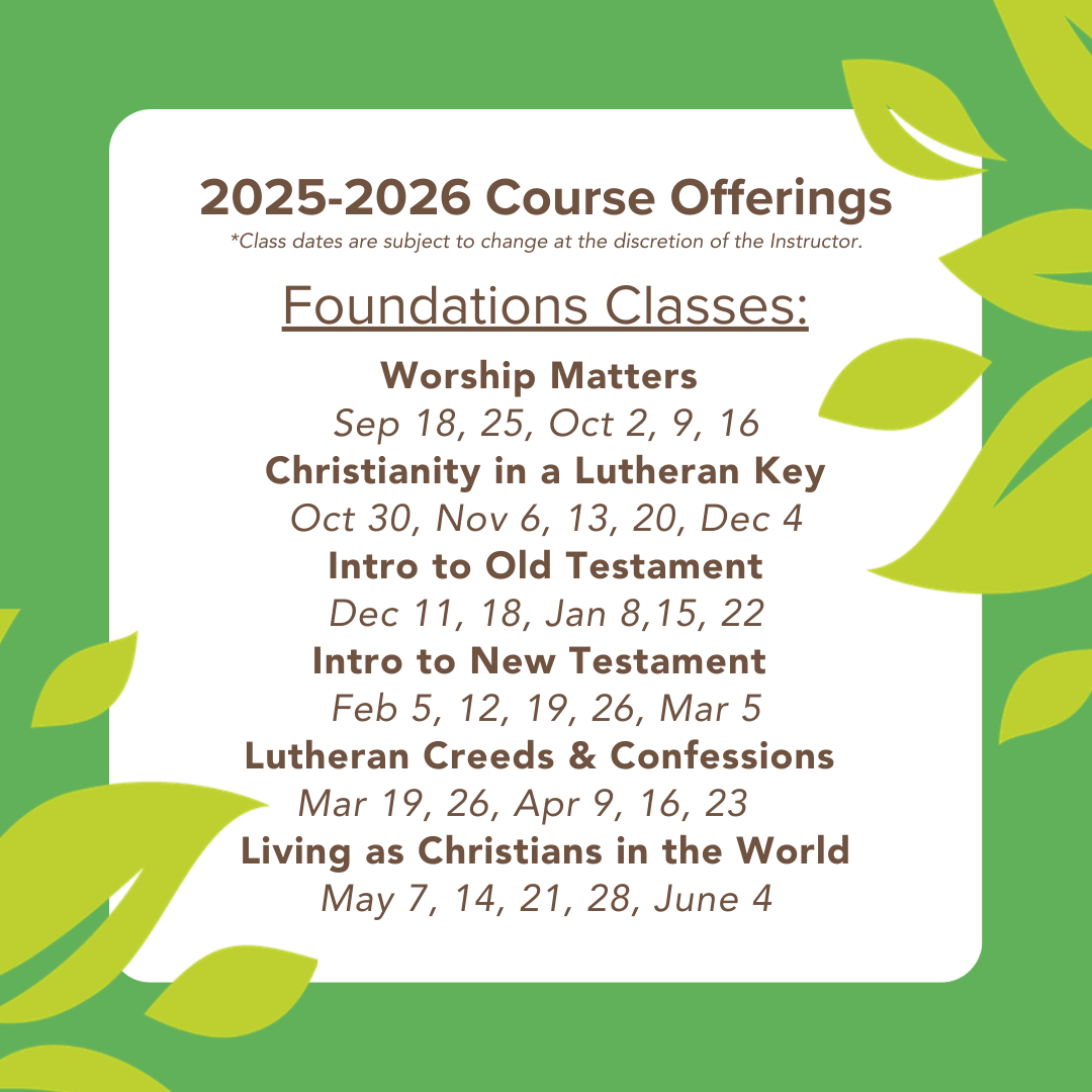 2 Foundations Year Schedule for 2024-2025